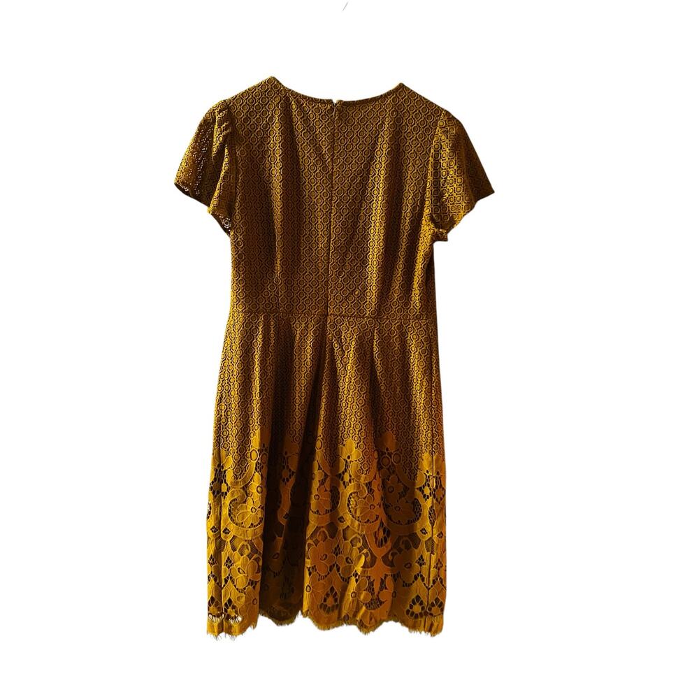 Ann Taylor Loft Lace Short Sleeve Dress Size S Small Mustard Yellow - Picture 3 of 7